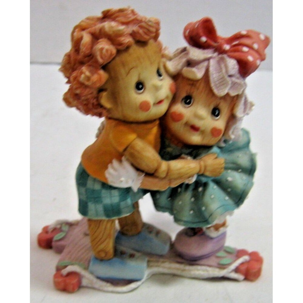 Vintage Enesco 1994 No Strings Attached Figurine 3.5" girl and boy